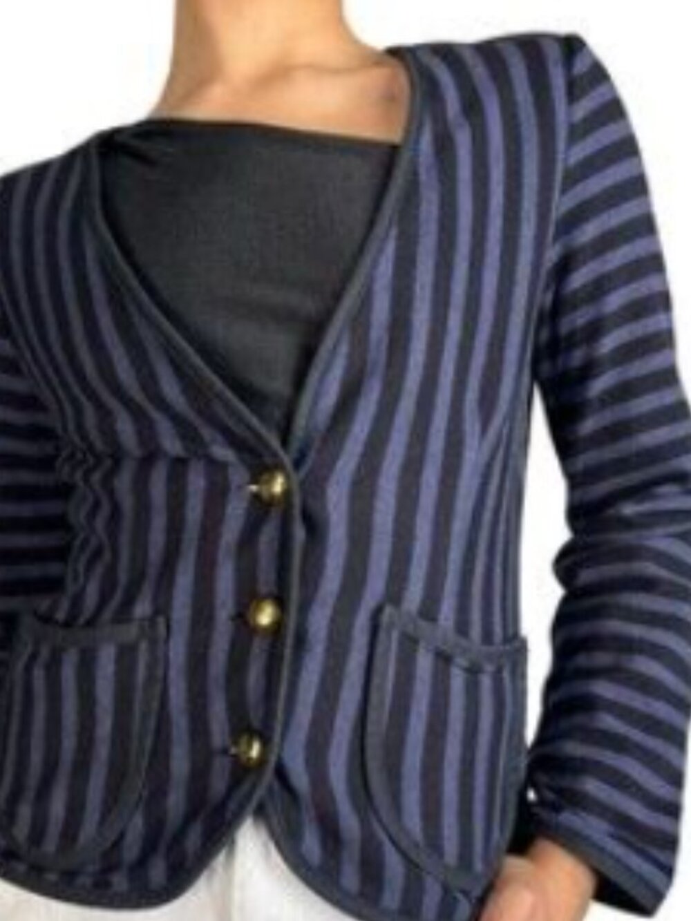 Marc by Marc Jacobs Striped Cropped Jacket - Gold Buttons - Chic!